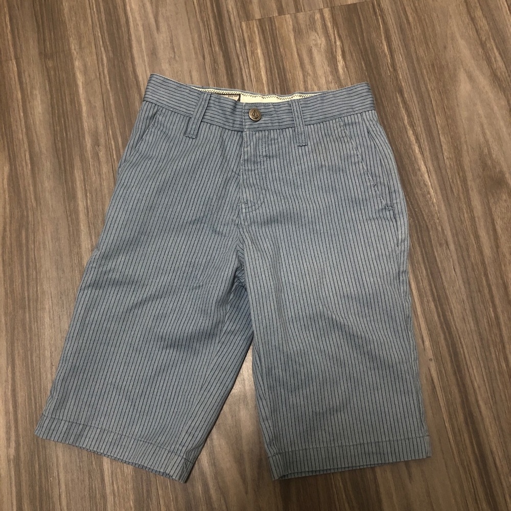 Volcom boys blue pin striped shorts 10 slim or 23 size